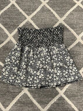 Zara Black & White Floral Ruffled Skirt with Built-in Shorts